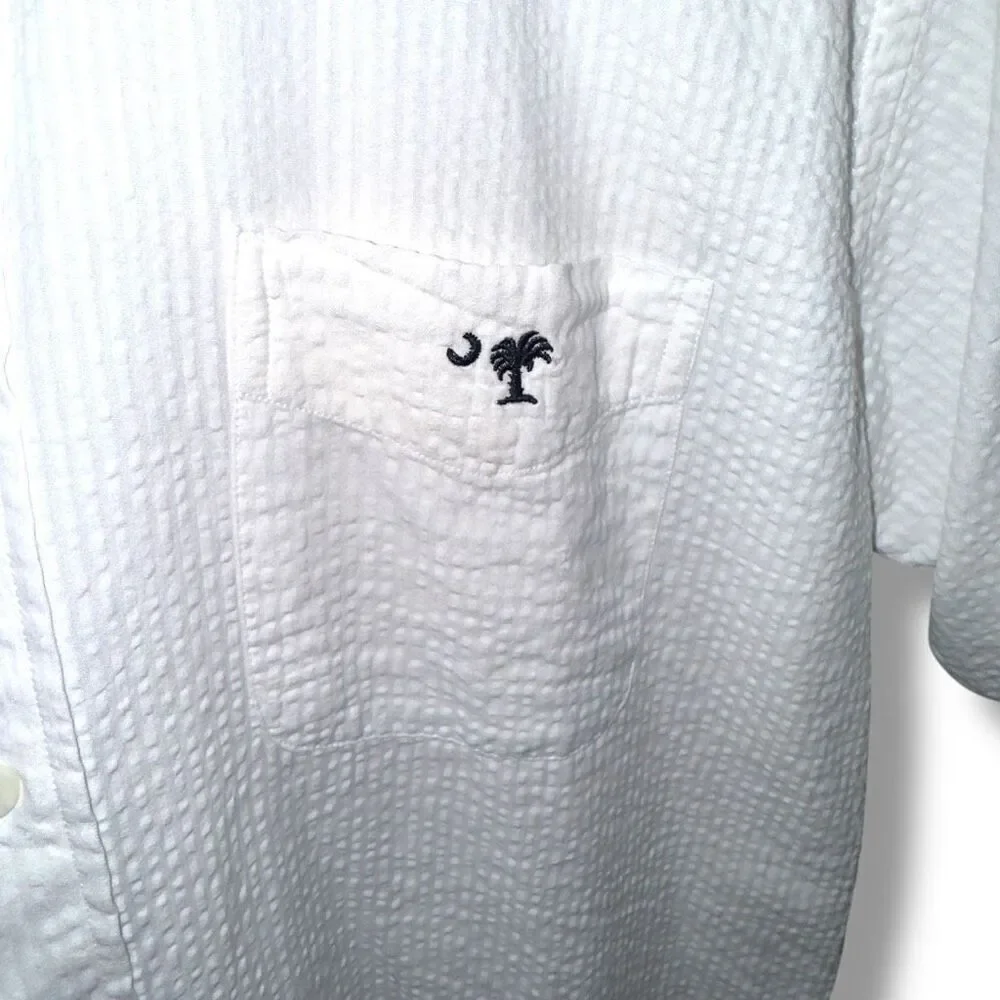 White Jordan Lash Summer Cotton Seersucker S/S Button Down Size M